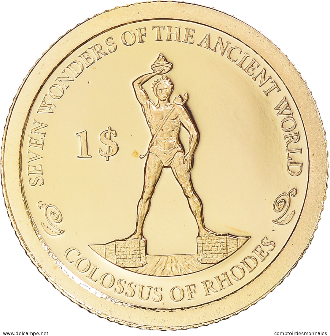 Monnaie, Îles Salomon, Elizabeth II, Colosse De Rhodes, Dollar, 2013, FDC, Or - Salomonen