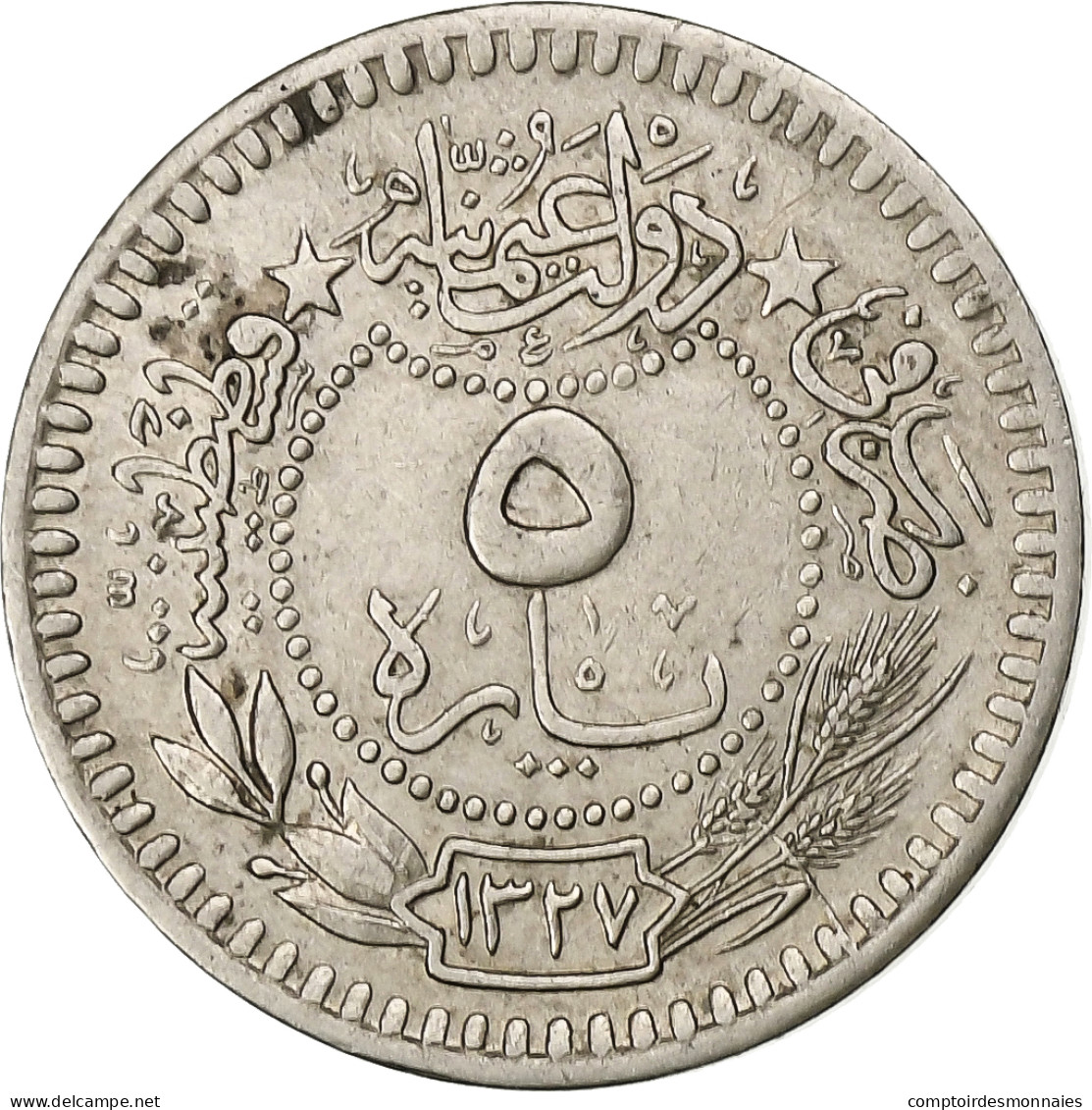 Monnaie, Turquie, Muhammad V, 5 Para, 1910, Qustantiniyah, TTB, Nickel, KM:759 - Turkey