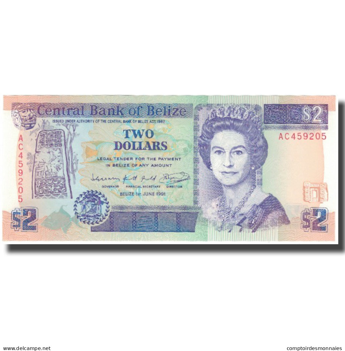 Billet, Belize, 2 Dollars, 1991-06-01, KM:52b, NEUF - Belize