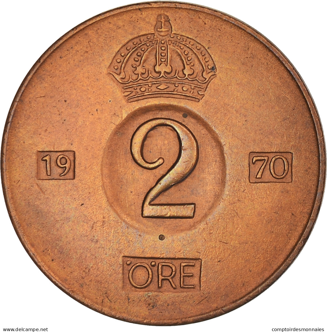 Monnaie, Suède, Gustaf VI, 2 Öre, 1970, SUP, Bronze, KM:821 - Suède