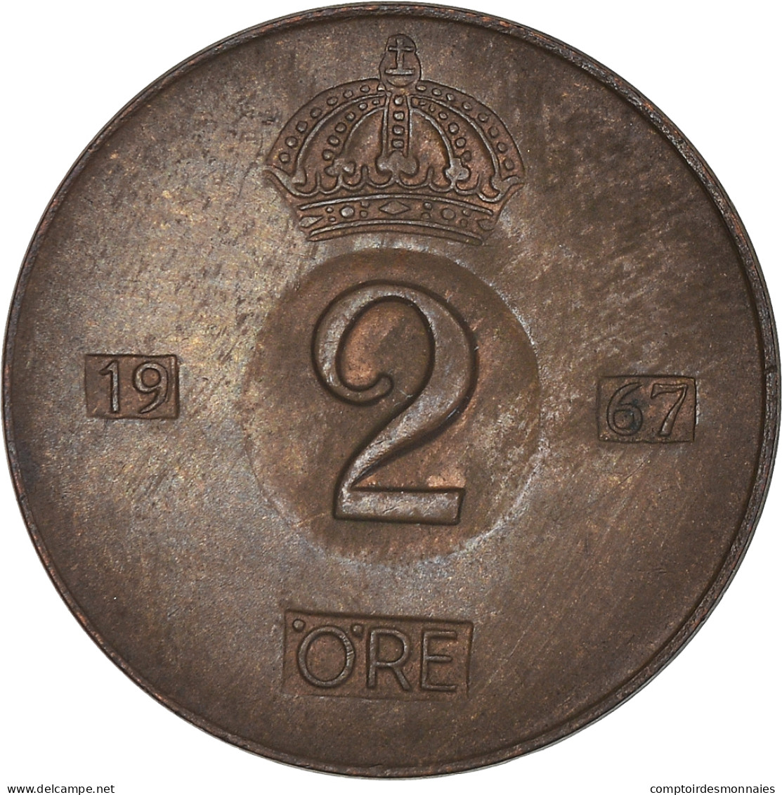 Monnaie, Suède, Gustaf VI, 2 Öre, 1967, TB, Bronze, KM:821 - Suède