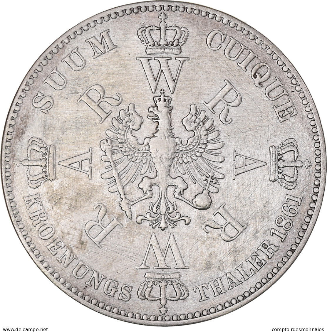 Monnaie, Etats Allemands, PRUSSIA, Wilhelm I, Krönungstaler, 1861, Berlin - Taler Et Doppeltaler
