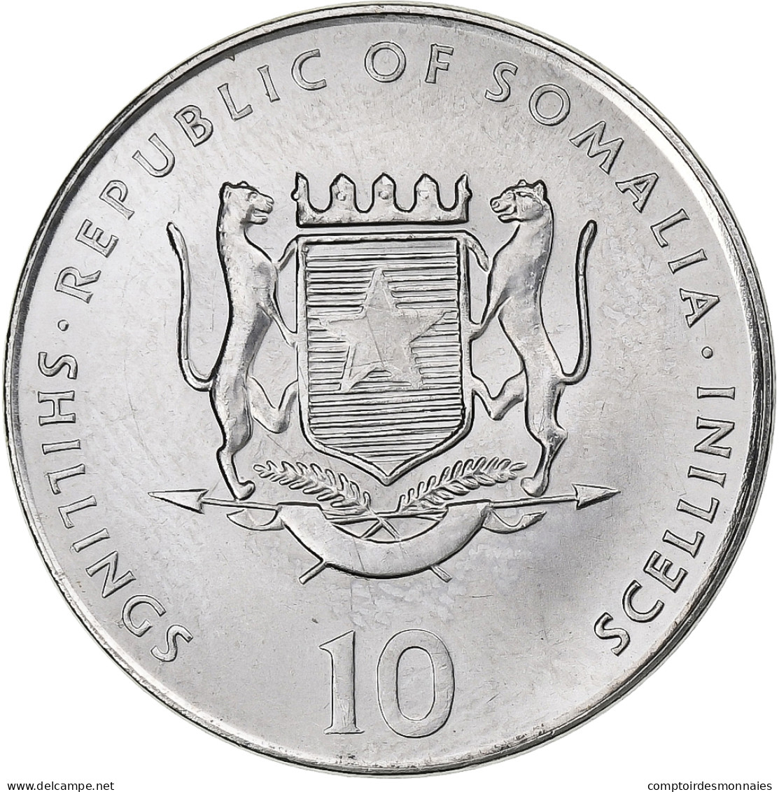 Monnaie, Somalie, 10 Shillings / Scellini, 2000, FDC, Nickel Clad Steel, KM:101 - Somalia