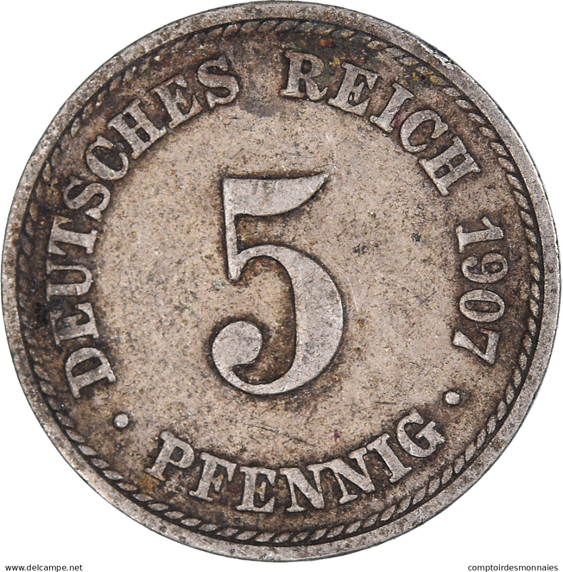 Monnaie, Empire Allemand, 5 Pfennig, 1907 - 5 Pfennig