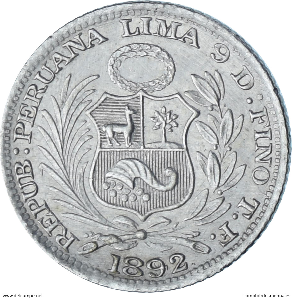 Pérou, 1/2 Dinero, 1892, Lima, Argent, SPL, KM:206.1 - Peru