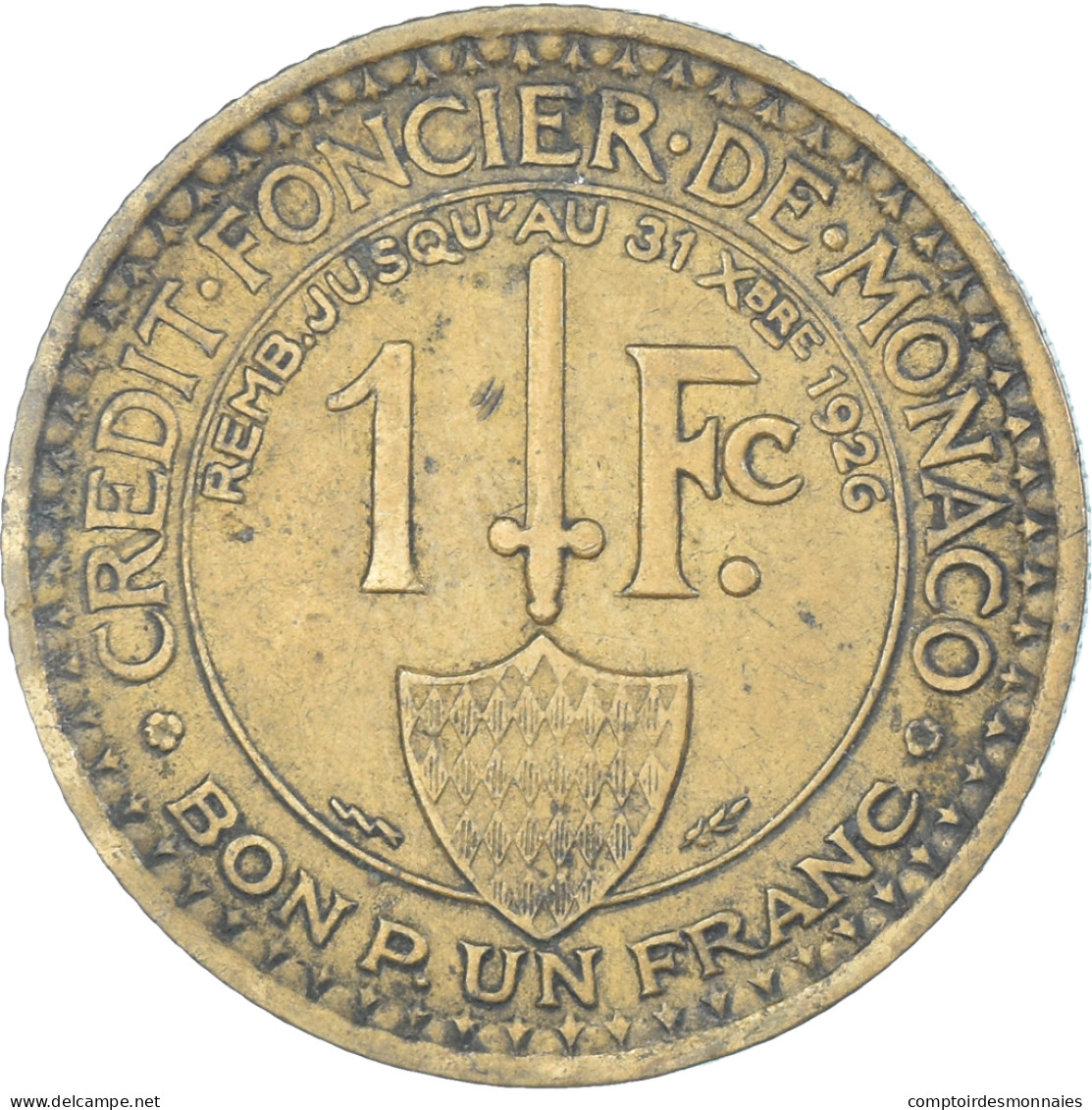 Monnaie, Monaco, Franc, 1924 - 1922-1949 Louis II