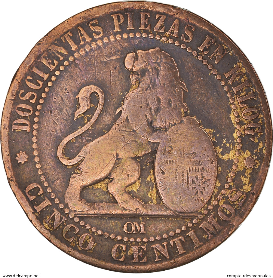 Monnaie, Espagne, Provisional Government, 5 Centimos, 1870, TB, Cuivre, KM:662 - Monnaies Provinciales