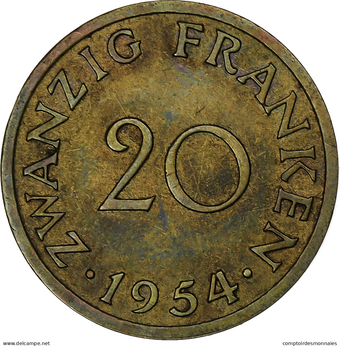 Monnaie, Saare, 20 Franken, Paris, TB, Bronze-Aluminium, KM:2 - 20 Franken