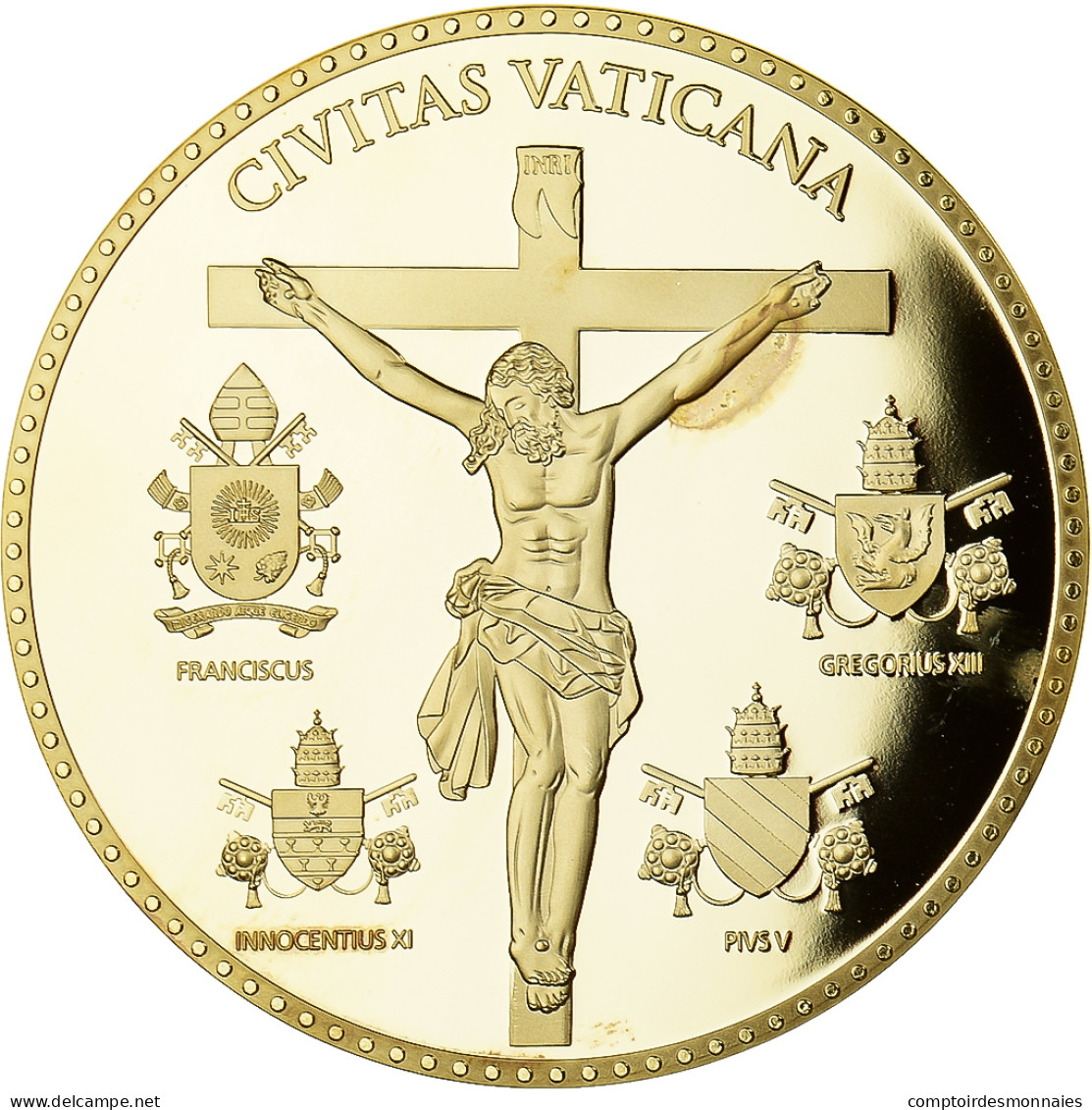 Vatican, Médaille, Le Pape François, 2013, SPL, Copper Gilt - Andere & Zonder Classificatie