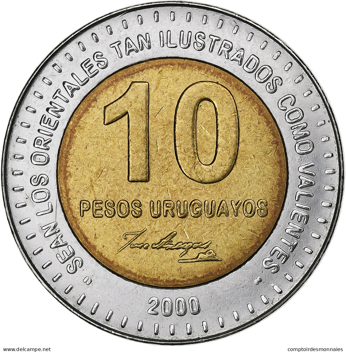 Monnaie, Uruguay, 10 Pesos Uruguayos, 2000, FDC, Bimétallique, KM:121 - Uruguay