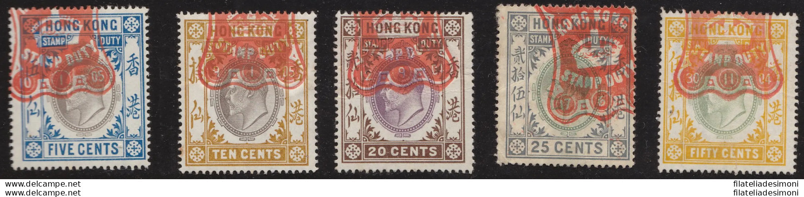 1904-05 HONG KONG, Stamp Duty 5 Values MLH/* - Autres & Non Classés