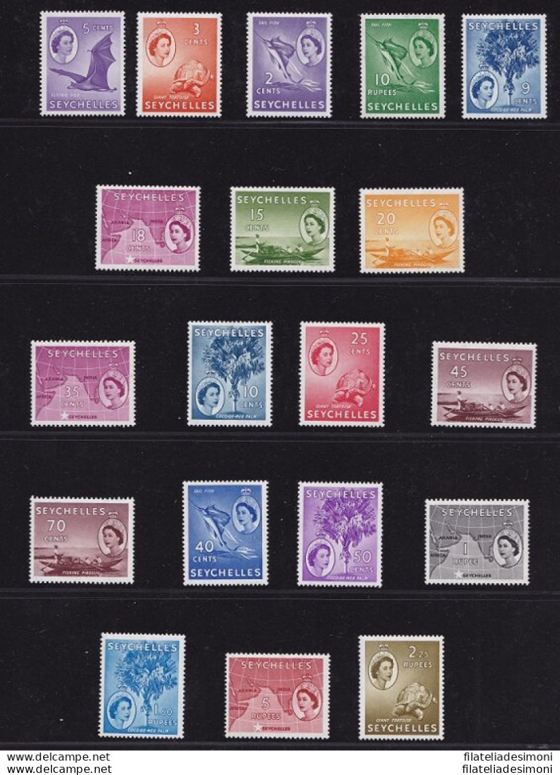 1954-61 SEYCHELLES, Stanley Gibbons N. 174/188 - Serie Di 19 - MNH** - Otros & Sin Clasificación