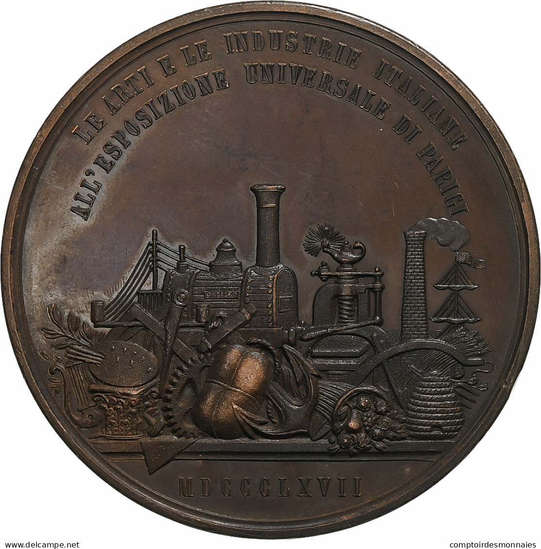 Italie, Médaille, VITTORIO EMANUELE, Arti E Industrie Italiane, Paris, 1867 - Autres & Non Classés