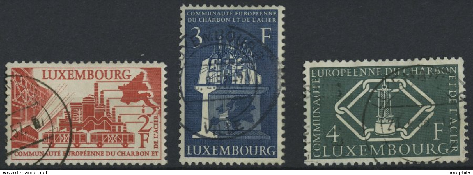 LUXEMBURG 552-54 O, 1956, Montanunion, üblich Gezähnter Prachtsatz, Mi. 30.- - Service