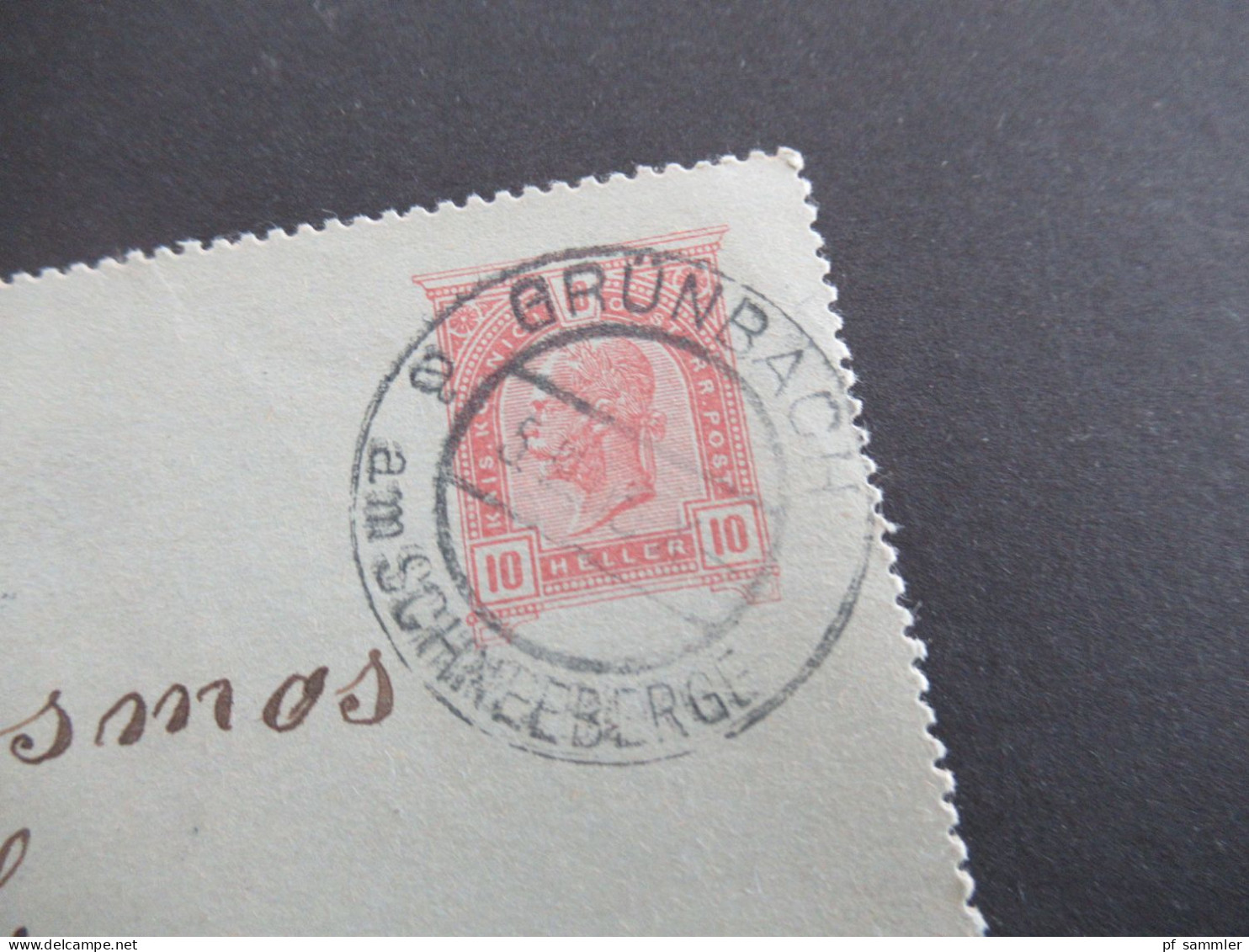 Österreich 1905 Kartenbrief 10 Heller Stempel K2 Grünbach Am Schneeberge Nach Berlin Mit Ank. Stempel - Cartes-lettres