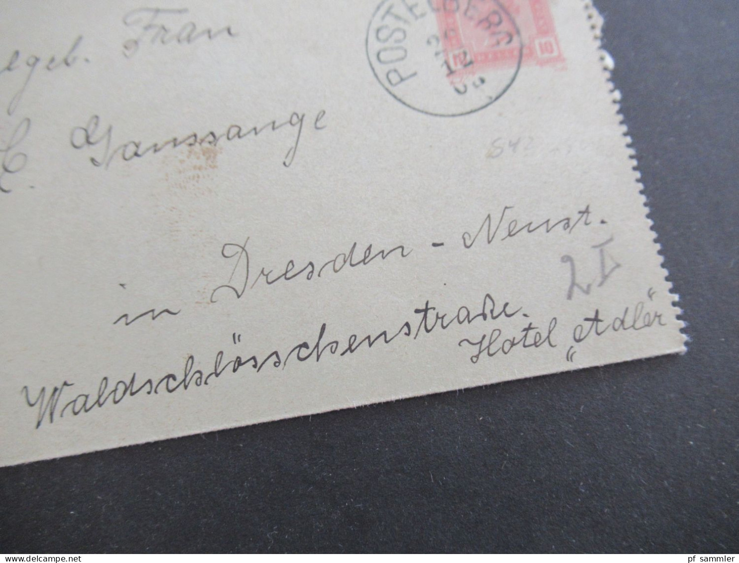 Österreich / Tschechien 1903 Kartenbrief 10 Heller Stempel K1 Postelberg Nach Dresden Hotel Adler Mit Ank. Stempel - Letter-Cards