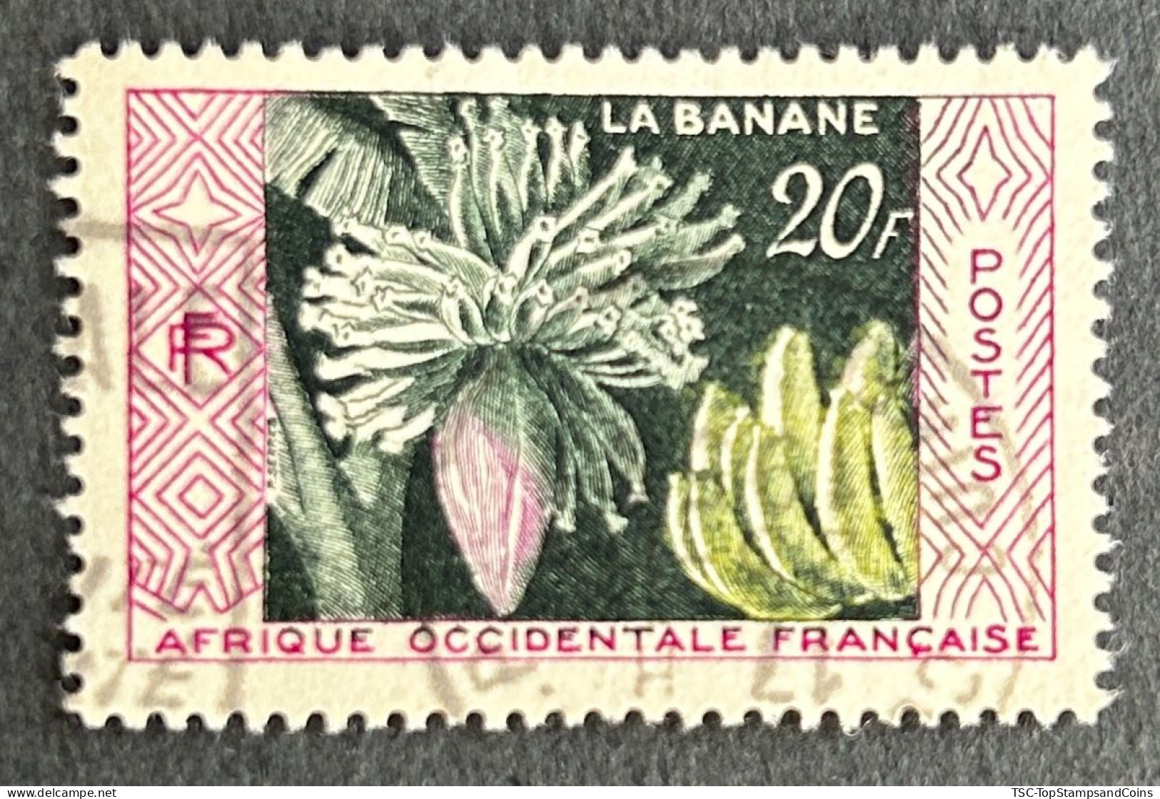FRAWA0067U8 - Native Products - Banana Production - 20 F Used Stamp - AOF - 1958 - Usati
