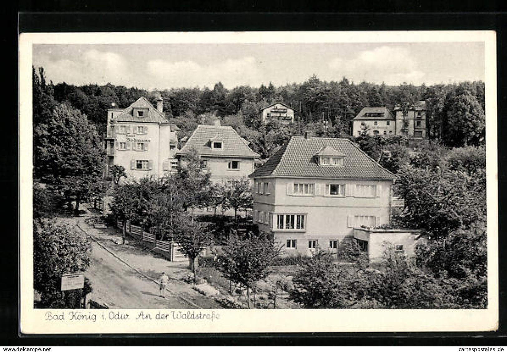 AK Bad König I. Odw., An Der Waldstrasse Mit Hotel Haus Bodmann  - Bad Koenig