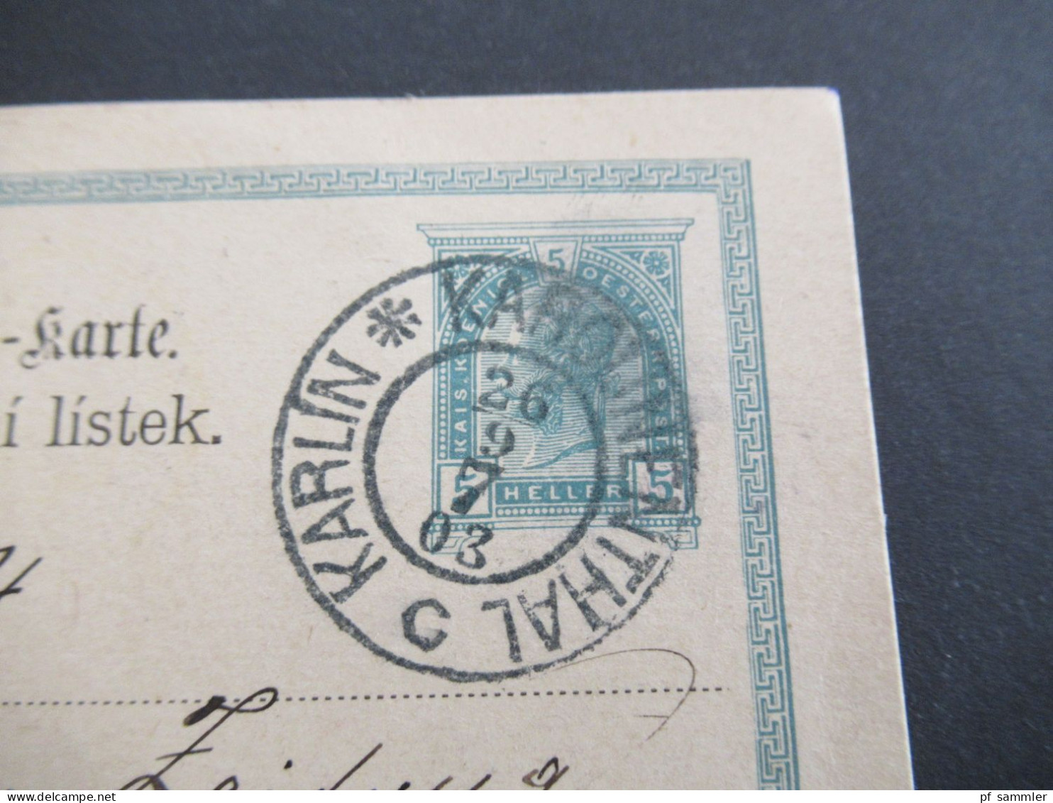 Österreich / Tschechien 1903 GA 5 Heller K2 Karolinenthal Karlin Nach Cöthen Anhalt / Stempel Prag - Karolinenthal - Cartoline