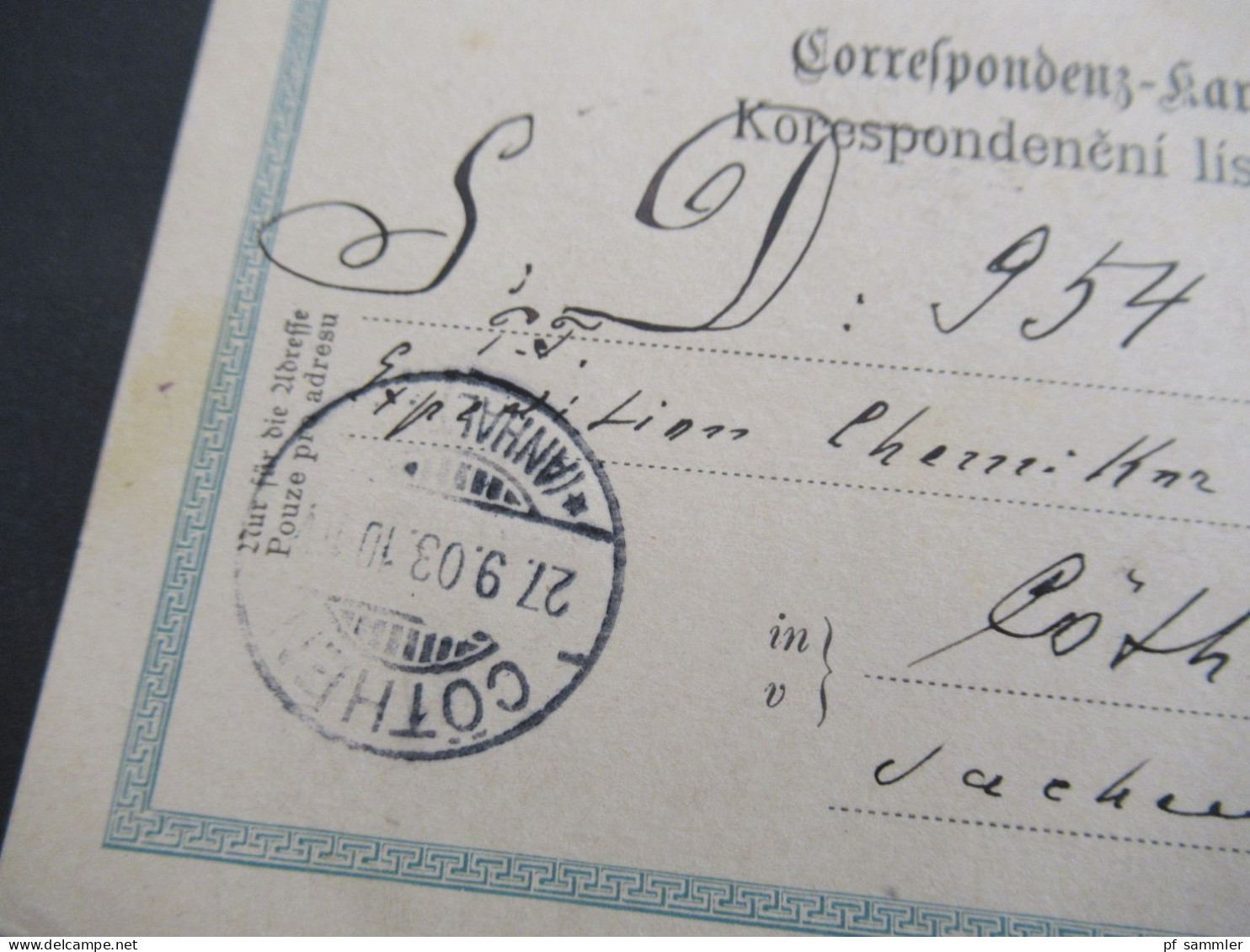 Österreich / Tschechien 1903 GA 5 Heller K2 Karolinenthal Karlin Nach Cöthen Anhalt / Stempel Prag - Karolinenthal - Postkarten
