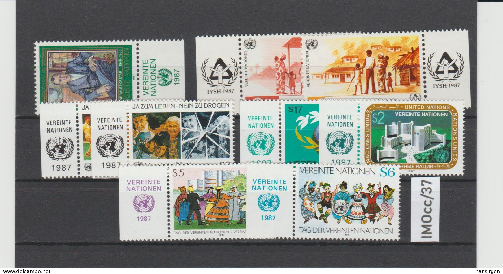 IMOcc/37 VEREINTE NATIONEN UNO WIEN 1987 MICHL  68/76  Mit TABS ** Postfrisch  SIEHE ABBILDUNG - Unused Stamps