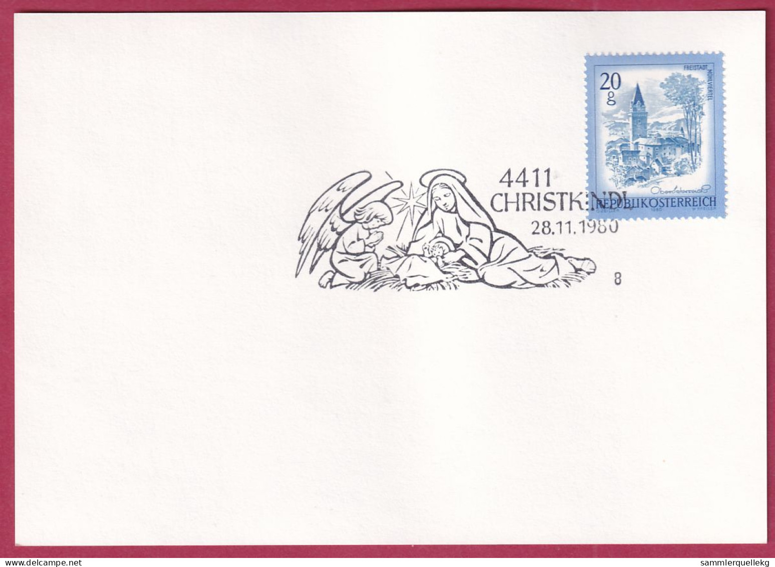 Österreich Sonderstempel Auf Karte, 4411 Christkindl 28. 11. 1980 - Brieven En Documenten