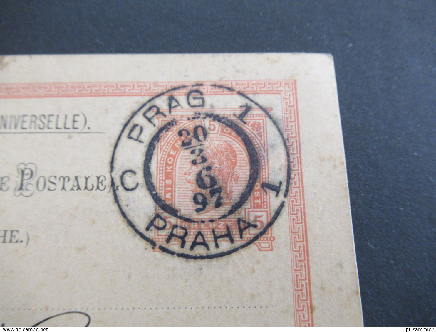 Österreich / Tschechien Weltpostverein UPU 1897 GA 5 Kreuzer K2 Prag 1 Praha 1 Nach Stettin / Prag Königl. Weinberge - Postcards