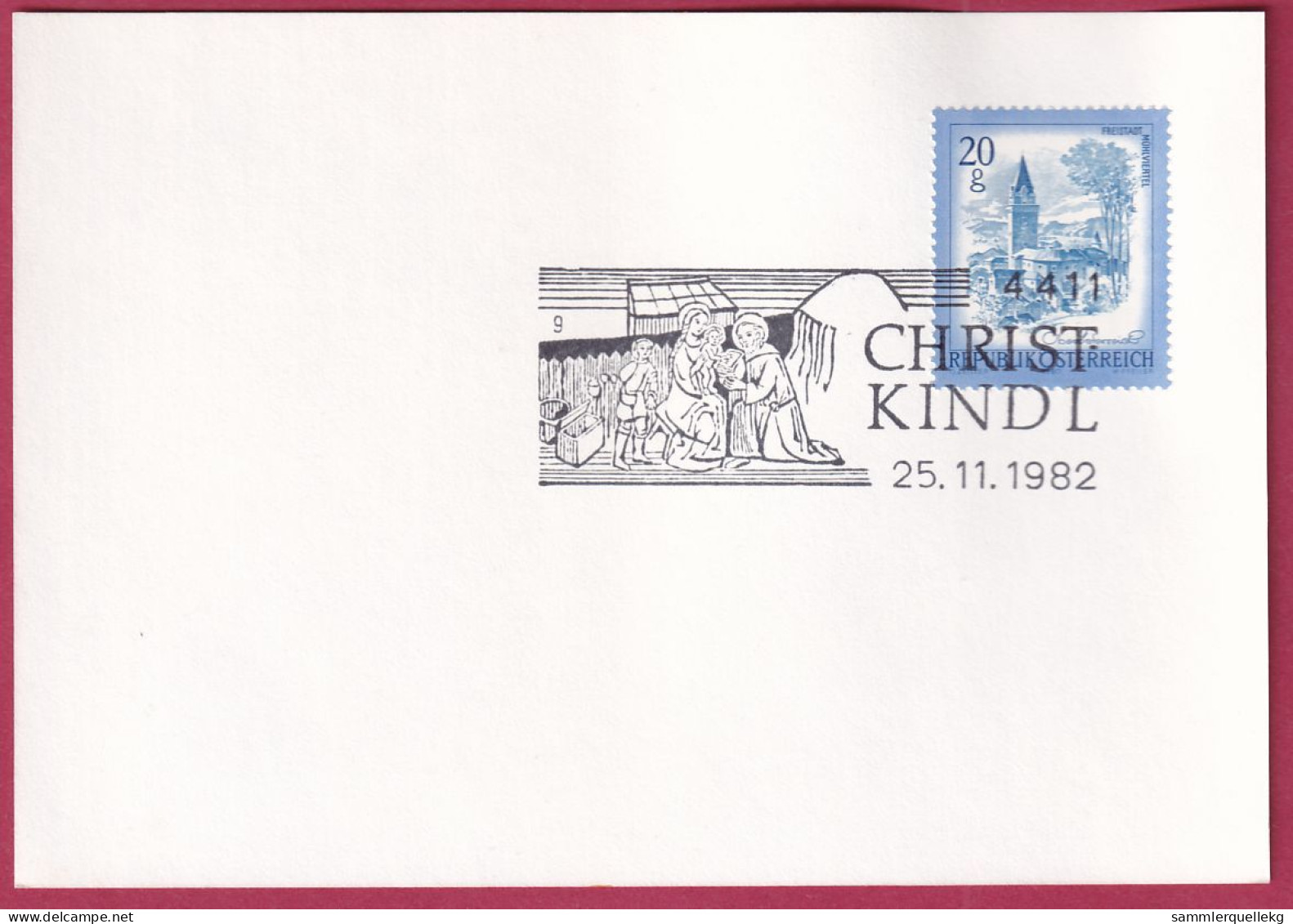 Österreich Sonderstempel Auf Karte, 4411 Christkindl 25. 11. 1982 - Brieven En Documenten