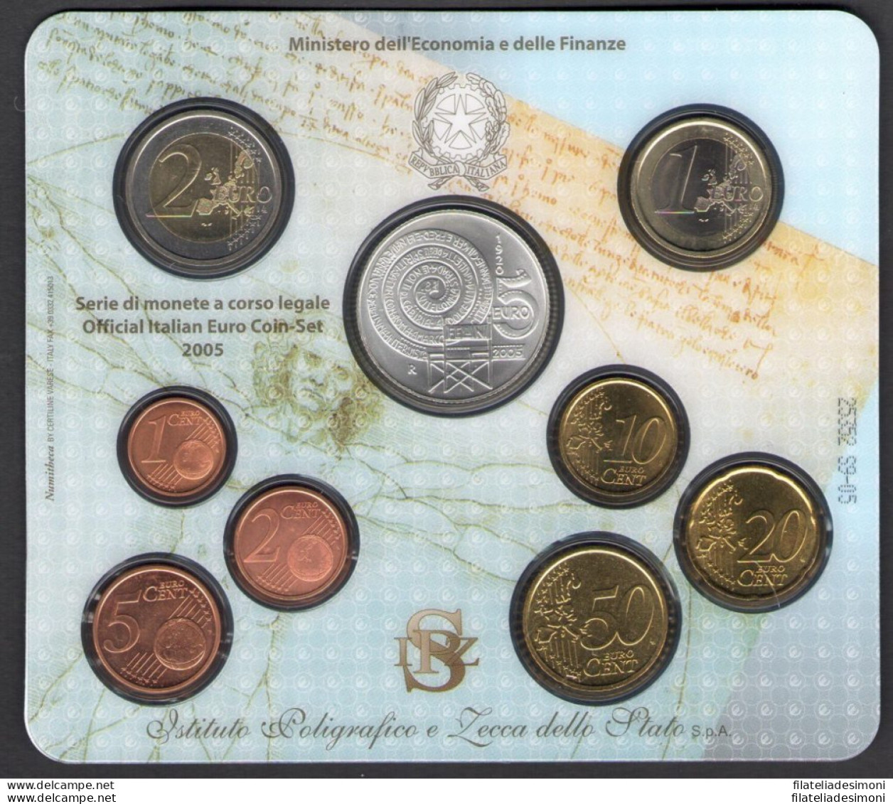 2005 Italia Repubblica Italiana Serie Di Monete A Corso Legale 9 Valori- Official Italian Euro Coin Set - FDC - Nieuwe Sets & Proefsets