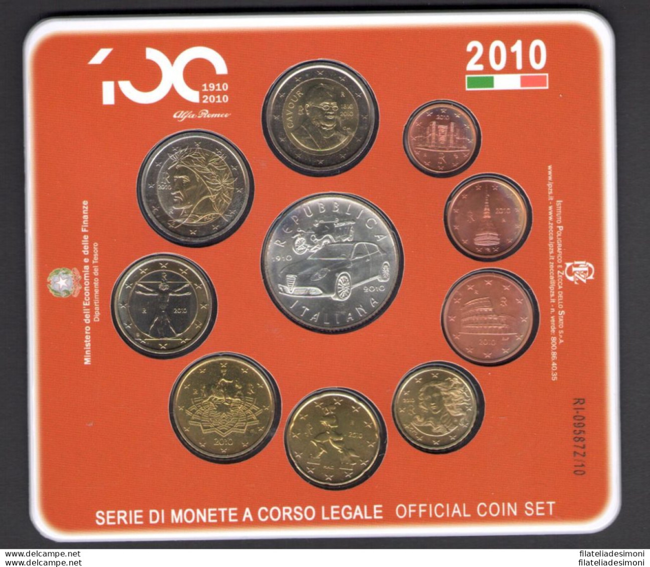 2010 Italia, Repubblica Italiana Serie Di Monete A Corso Legale - FDC - Mint Sets & Proof Sets