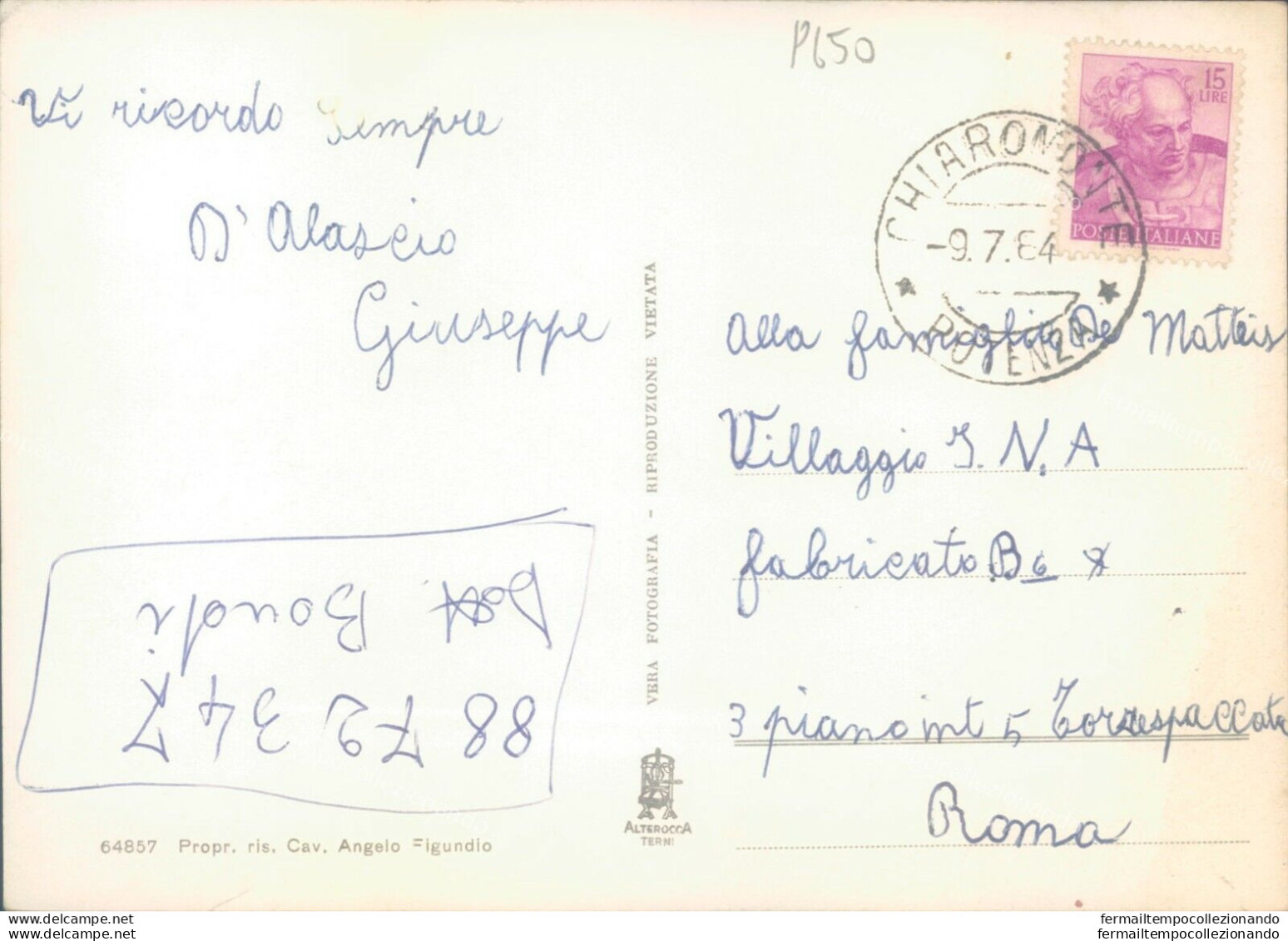 P650 Cartolina Saluti Da Chiaramonte Provincia Di Potenza - Potenza