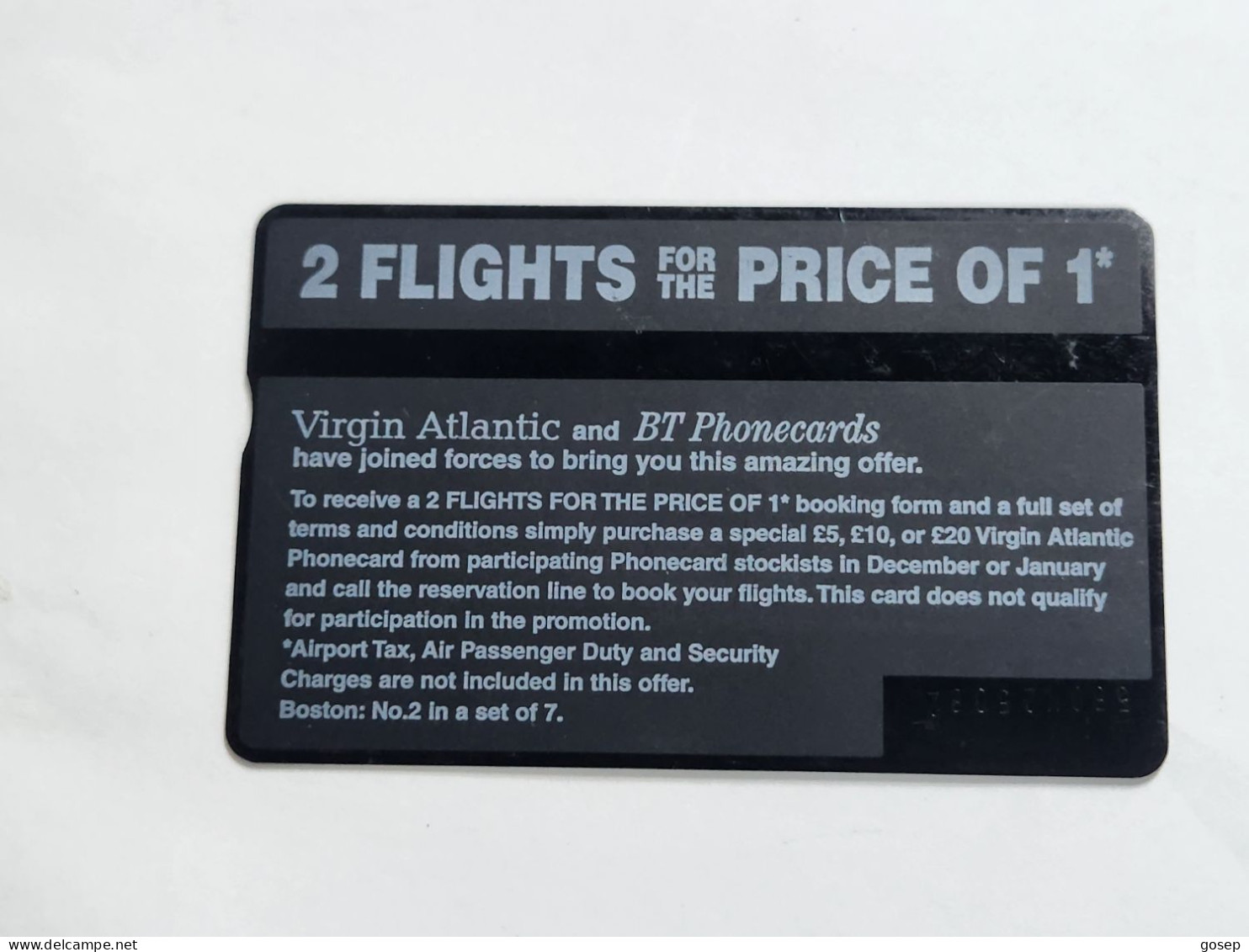 United Kingdom-(BTA136)-Virgin Atlantic-BOTSON-(655)(20units)(550K25092)price Cataloge1.50£-used+1card Prepiad Free - BT Advertising Issues