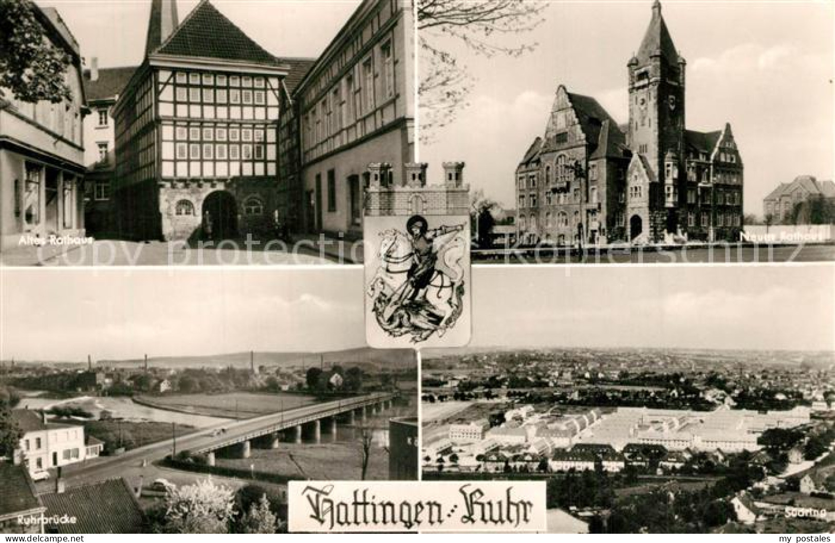 73335349 Hattingen Ruhr Altes Und Neues Rathaus Ruhrbruecke Panorama Suedring Wa - Hattingen