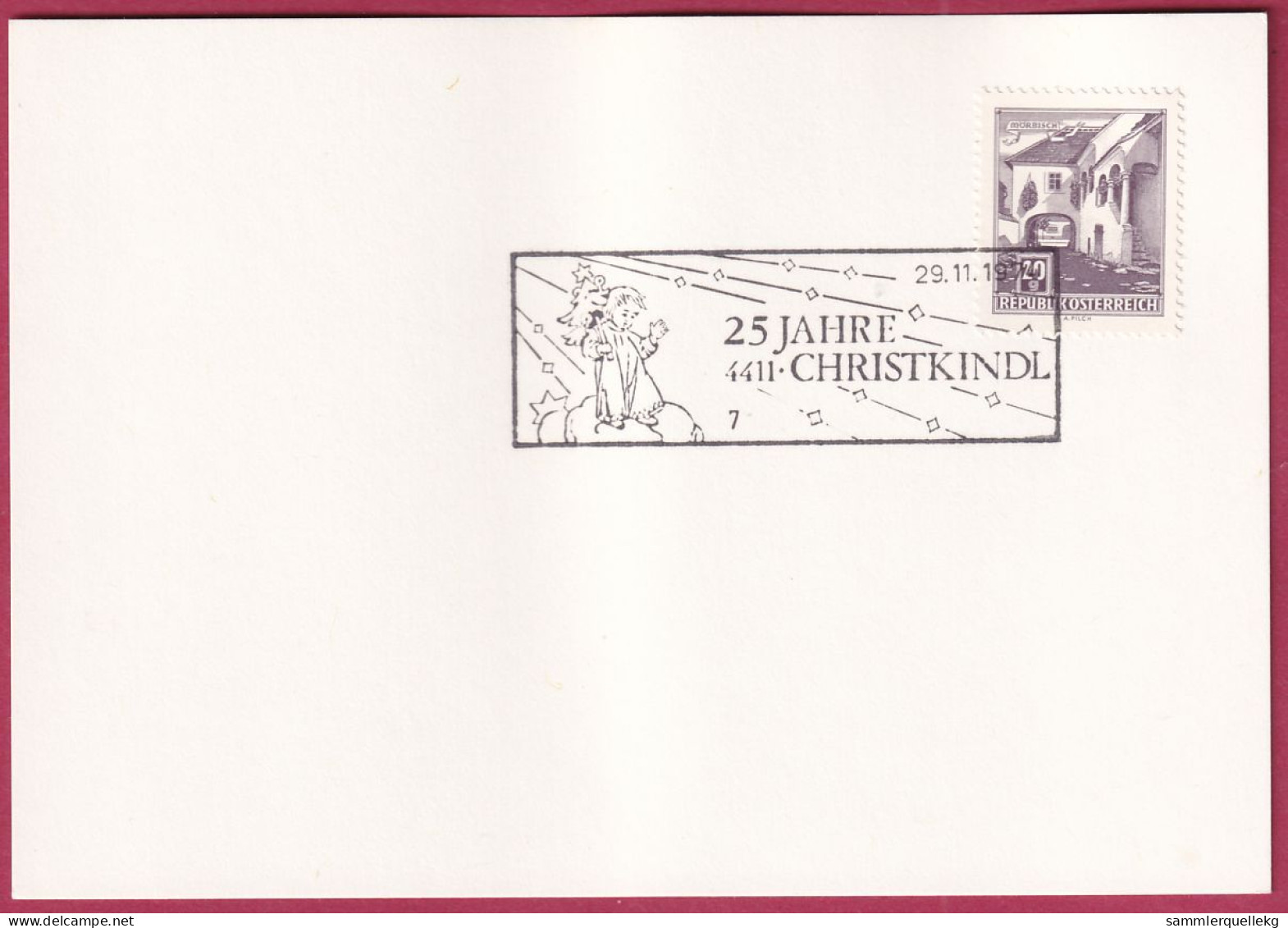 Österreich Sonderstempel Auf Karte, 4411 Christkindl 29. 11. 1974 - Covers & Documents