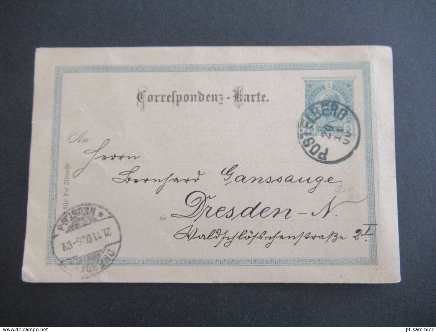 Österreich / Tschechien 1900 GA 5 Heller K1 Postelberg Heute Postoloprty Nach Dresden Mit Ank. Stempel - Cartes Postales