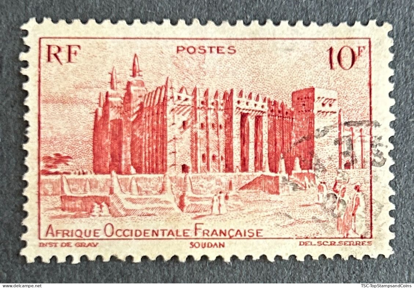 FRAWA0039U4 - Local Motives - Djenné Mosque - French Sudan - 10 F Used Stamp - AOF - 1947 - Gebraucht