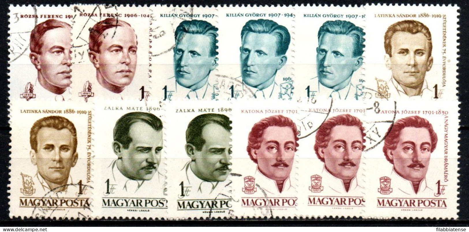 1961 - Ungheria 1411 X 2 + 1412 X 3 + 1412B X 2 + 1412C X 2 + 1412D X 3  Ordinaria    ------ - Used Stamps