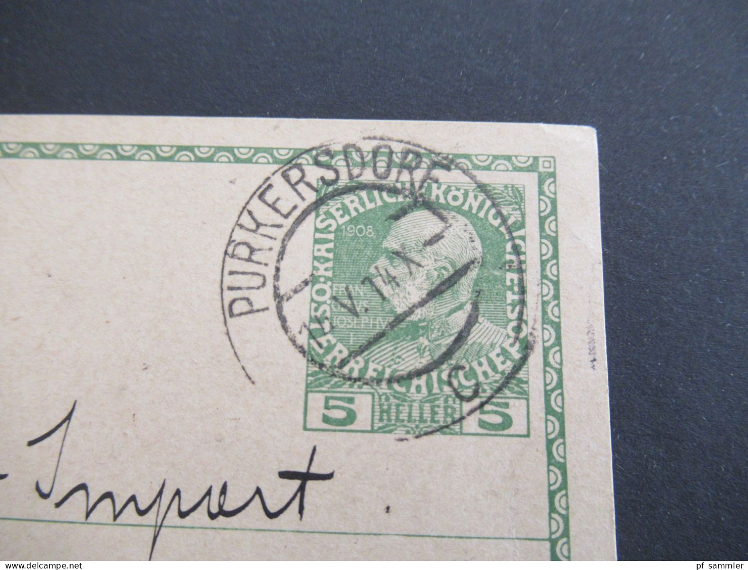 Österreich 1914 GA 5 Heller Stempel Purkersdorf An: China - Japan Import Oberbillwerder Bergedorf Abs. Stadt Baumeister - Cartes Postales