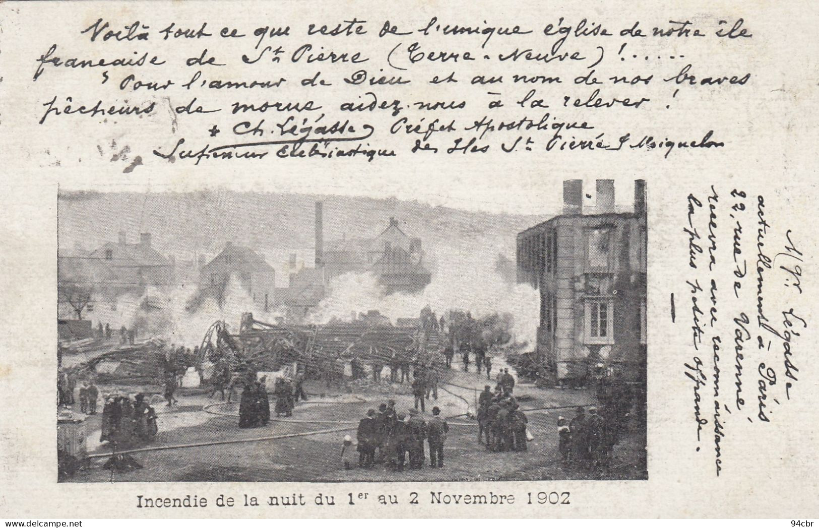 CPA ( Saint Pierre Et Miquelon) Terre Neuve Incendie De La Nuit Du 1er Et 2 Novembre 1902 (b.bur Theme) - Saint-Pierre-et-Miquelon