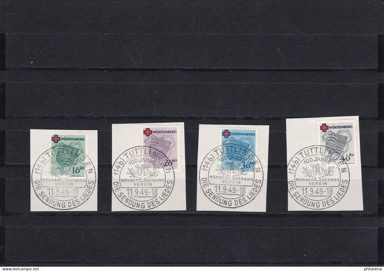 Französische Zone: MiNr. 40-43, Briefstück - Württemberg -Tuttlingen 1949, BPP - Usati