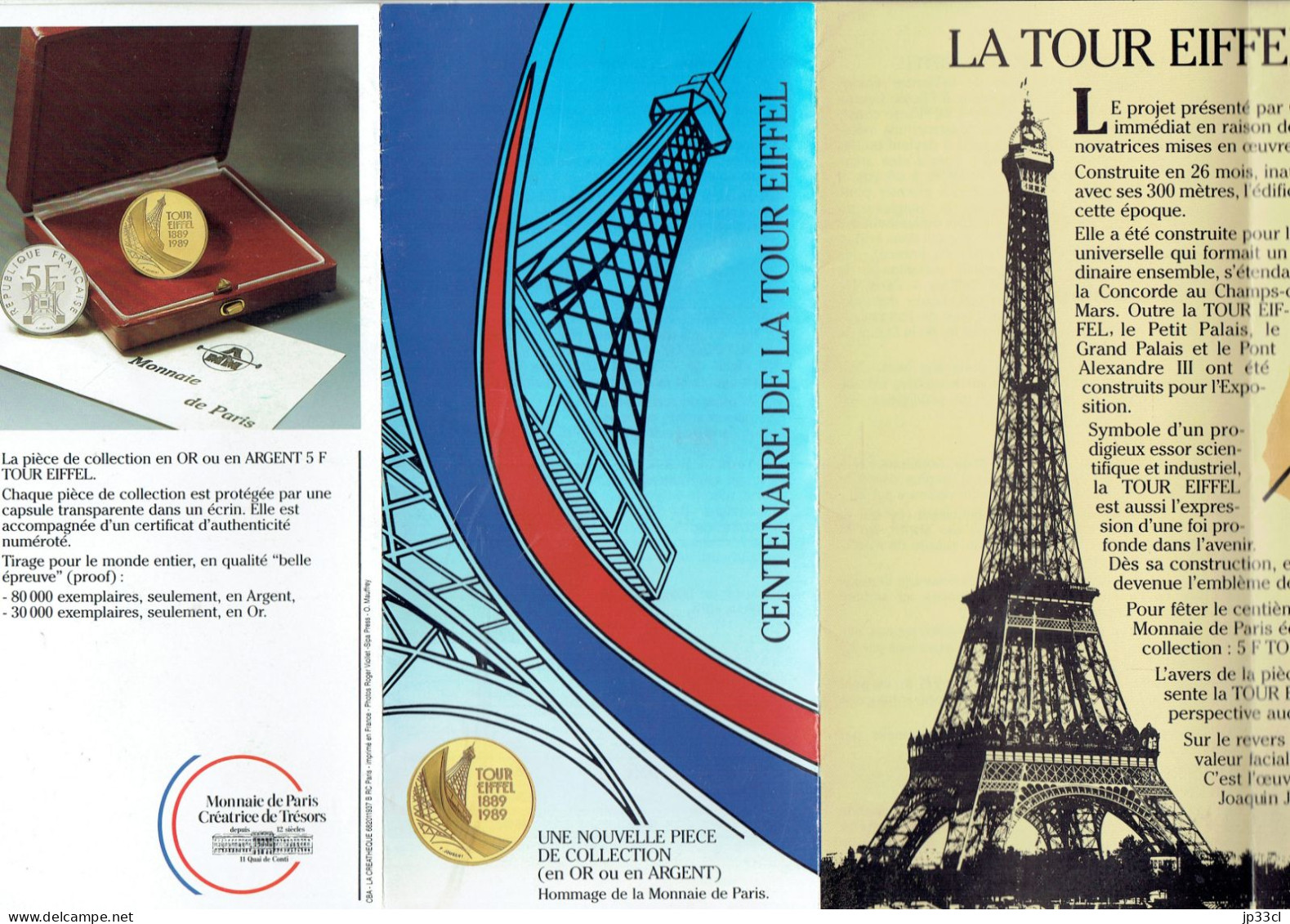 Dépliant édité Par La Monnaie De Paris à L'occasion Du Centenaire De La Tour Eiffel (1989) - Francese