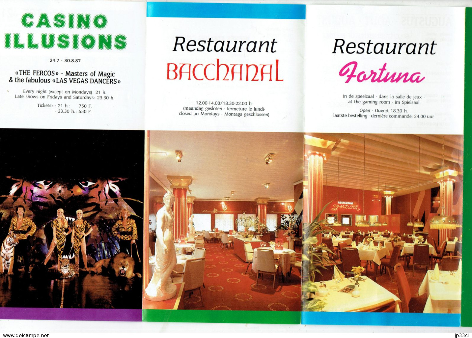 Summertime 87 : Le Casino D'Ostende Et Les Restaurants Bacchanal Et Fortuna En 1987 - Toeristische Brochures