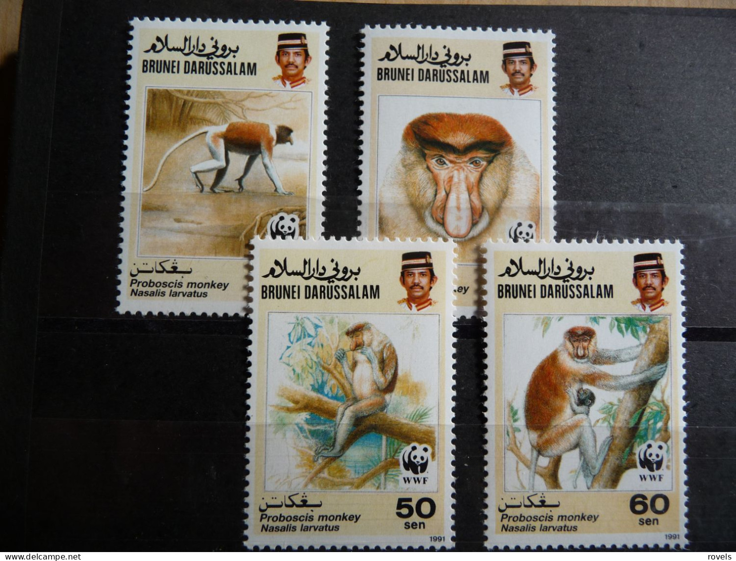 (8) Brunei 1991 WWF Proboscis Monkey Animals MNH - Brunei (1984-...)