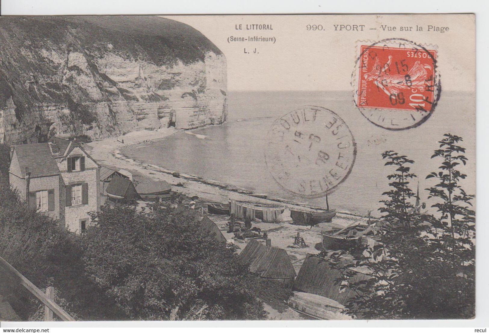 SEINE MARITIME - 990 - YPORT - Vue Sur La Plage  ( - TImbre à Date De 1909 ) - Yport