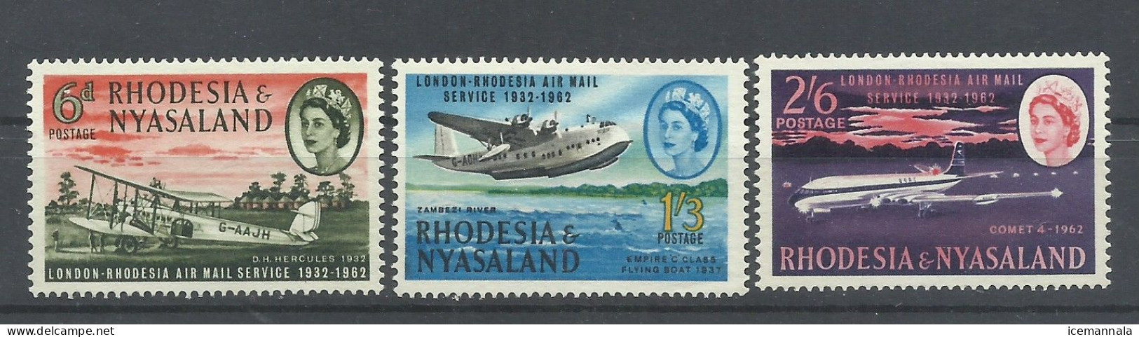 RHODESIA NYASALAND  YVERT  41/43   (*)  (SIN GOMA) - Rhodésie & Nyasaland (1954-1963)