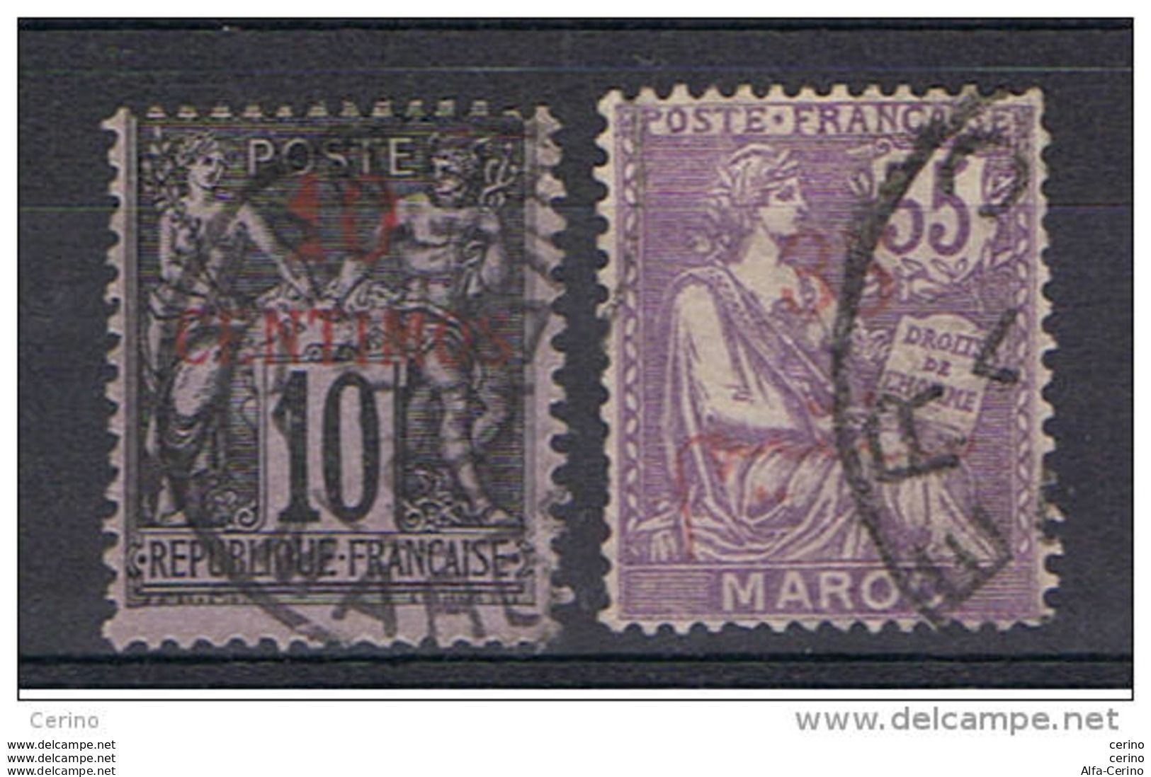 MAROCCO:  1891/917  SOPRASTAMPATI  -  2  VAL. US. - YV/TELL. 3 + 33 - Used Stamps