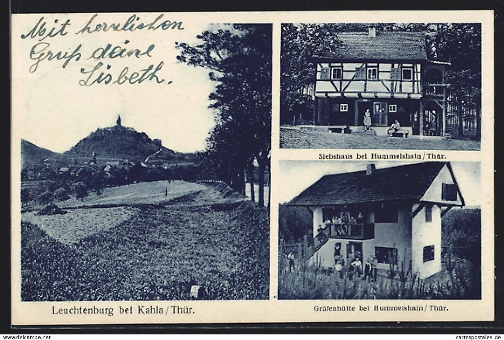 AK Kahla, Blick Auf Die Leuchtenburg, Siebshaus Und Gräfenhütte Bei Hummelshain  - Kahla
