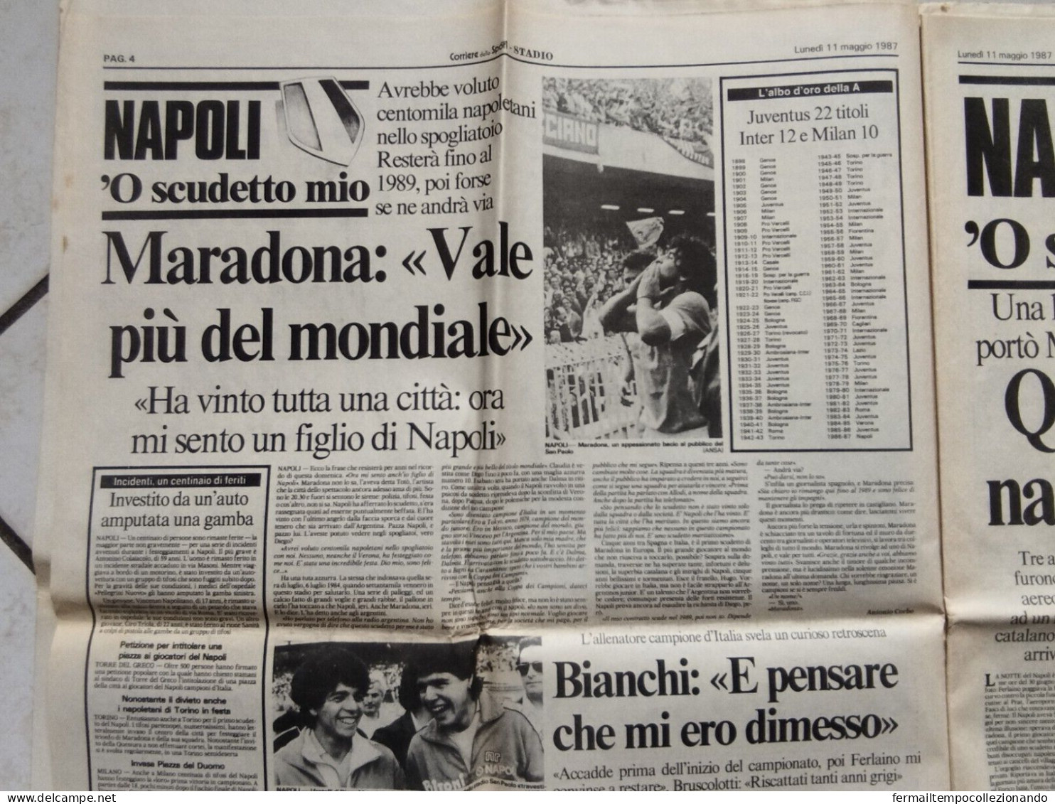 218  Giornale Corriere Dello Sport  1 Scudetto Napoli Sei Nella Storia Maradona - Zeitschriften & Kataloge