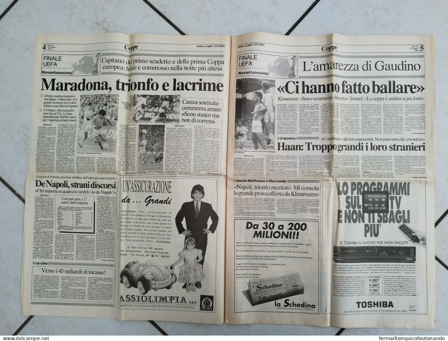Br Giornale Corriere Dello Sport Napoli! Vince La Coppa Uefa 1989 24 Pagine - Livres