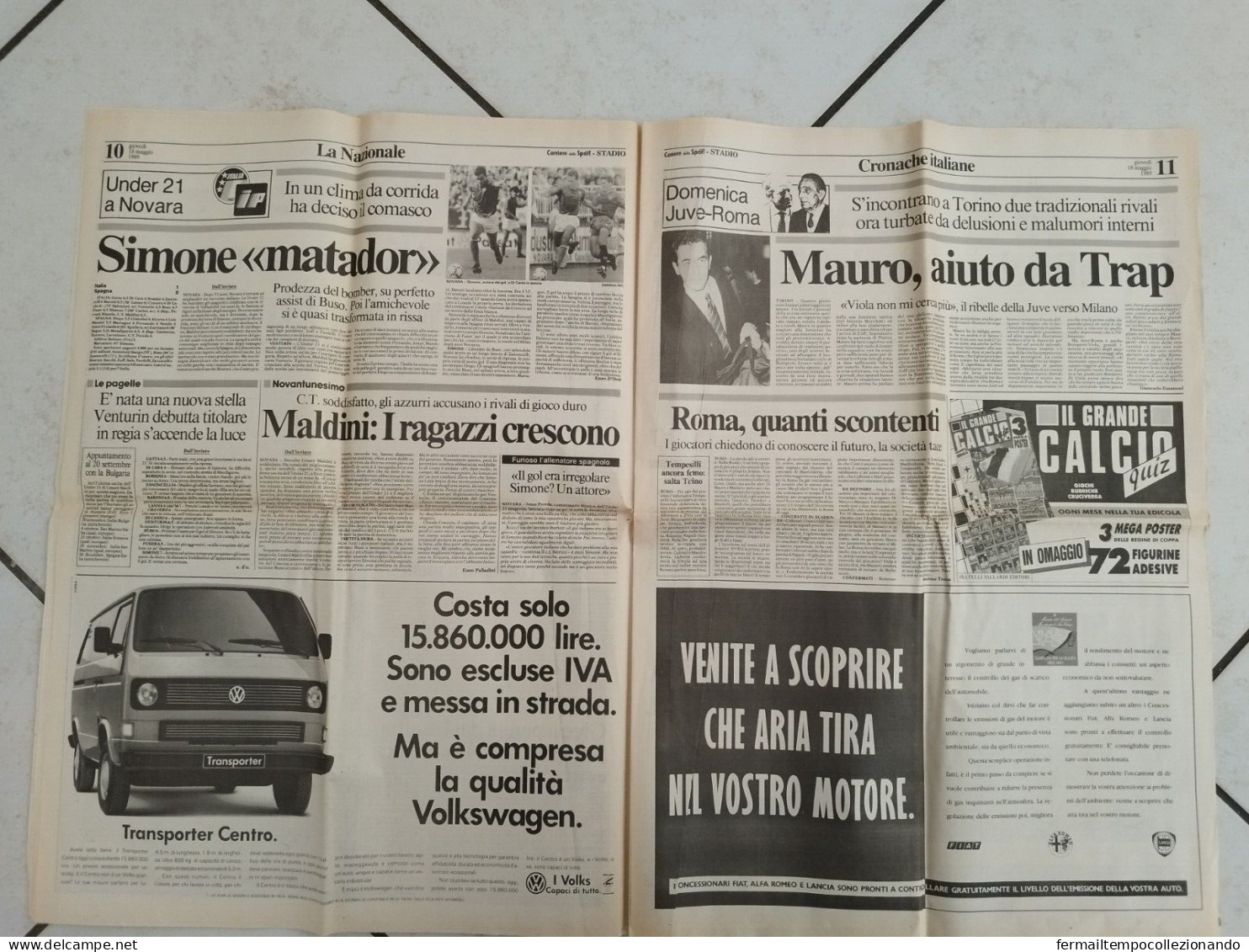 br giornale corriere dello sport napoli! vince la coppa uefa 1989 24 pagine